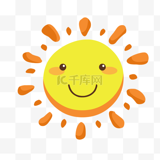 太阳脸手绘暖暖黄色可爱的太阳笑脸图片