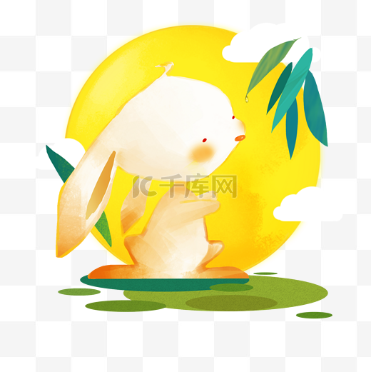 纯手绘中秋节月兔图片