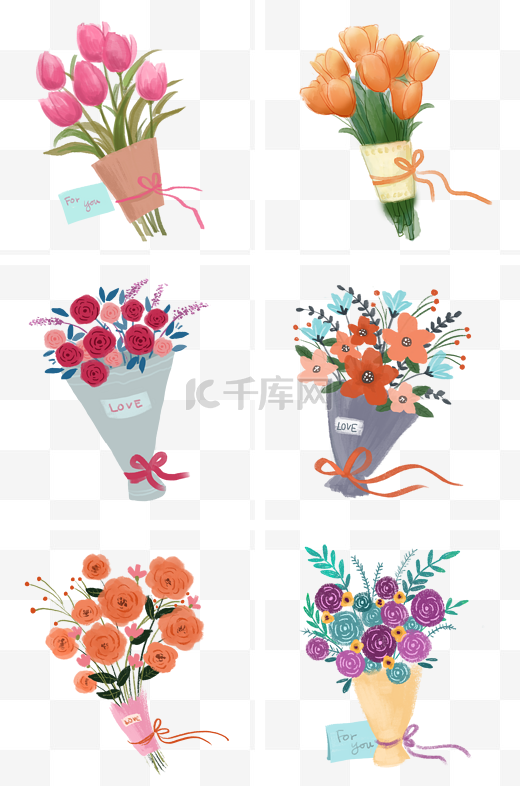 水彩手绘花朵花束组图图片