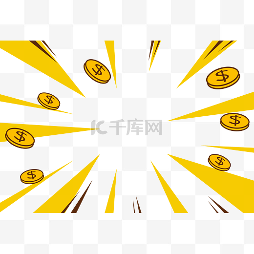 促销黄色系手绘涂鸦商业金币免抠漂浮图片