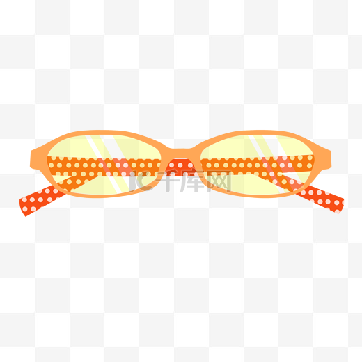 橘黄斑点手绘矢量卡通眼镜镜框免抠素材图片