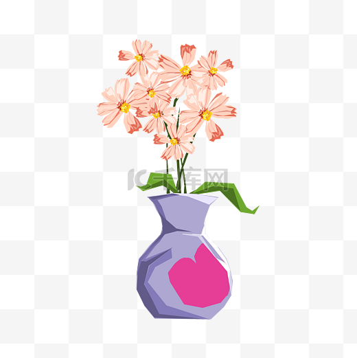 手绘装饰花瓶插画图片