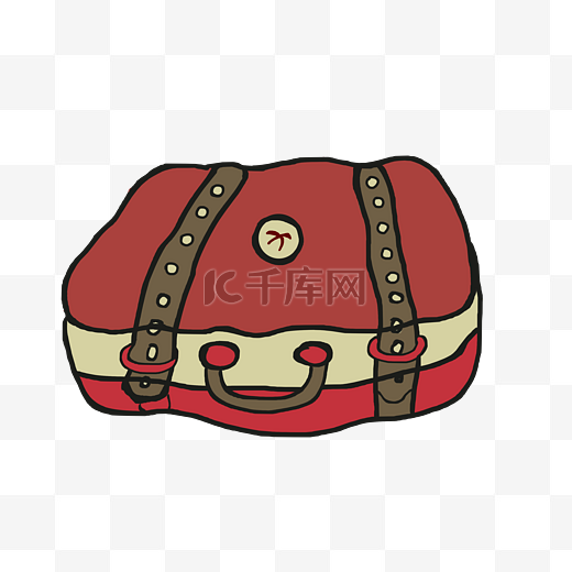 红色的行李袋手绘插画图片