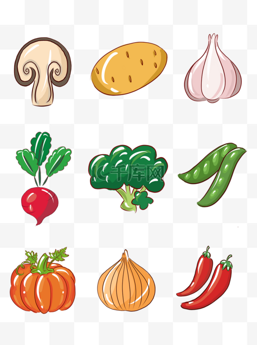 简约蔬果卡通蔬菜小元素图片