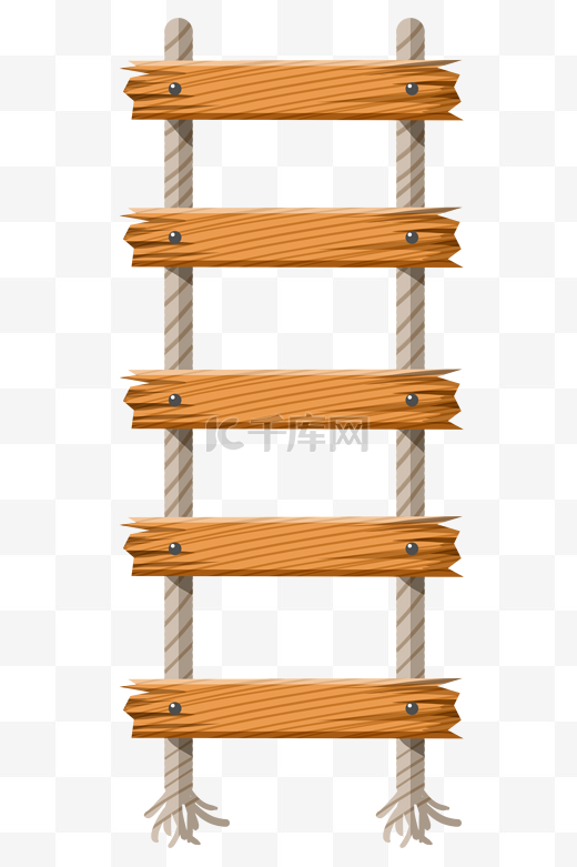 木头绳索梯子装饰插画图片