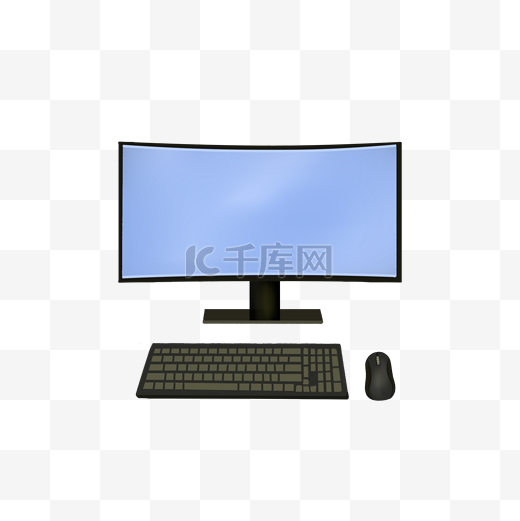 电脑之电脑仿真实物显示屏键盘鼠标免抠素材图片