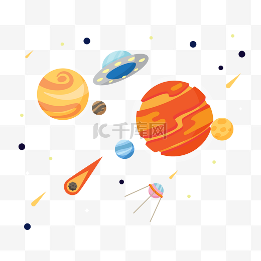 宇宙星球流星陨石飞船免扣装饰图片