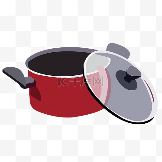 红色的厨具电饭锅插画图片