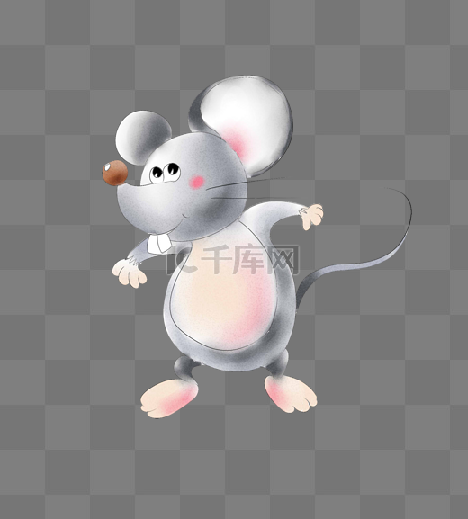 发脾气的灰色老鼠插画图片