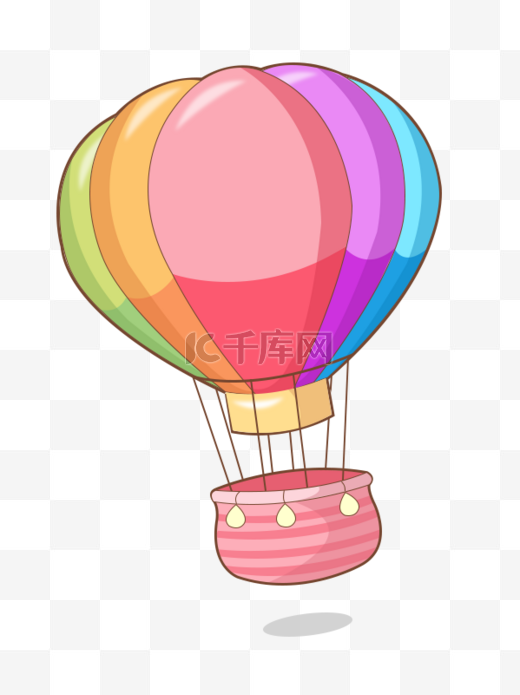 炫彩粉色浪漫可爱卡通热气球图片