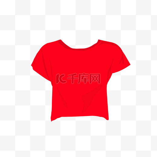 夏季女装红色卡通短款T恤啦啦队红色上衣png手绘图片
