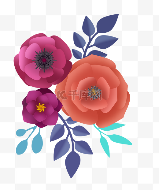 折纸花卉彩色效果图片