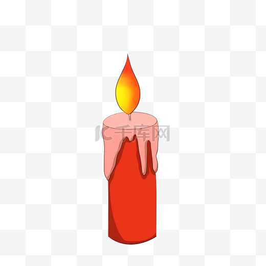 燃烧的红蜡烛插画图片