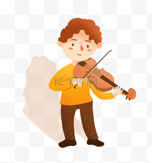 小提琴演奏家卡通插画图片