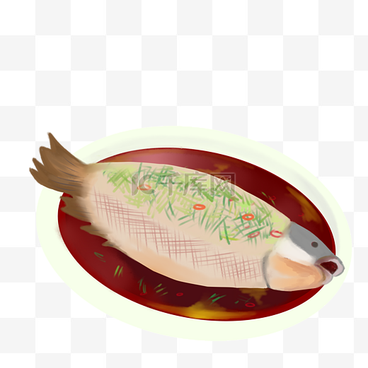 美味的清蒸鱼插画图片