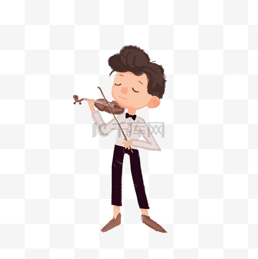 拉小提琴的男孩插画PNG图片
