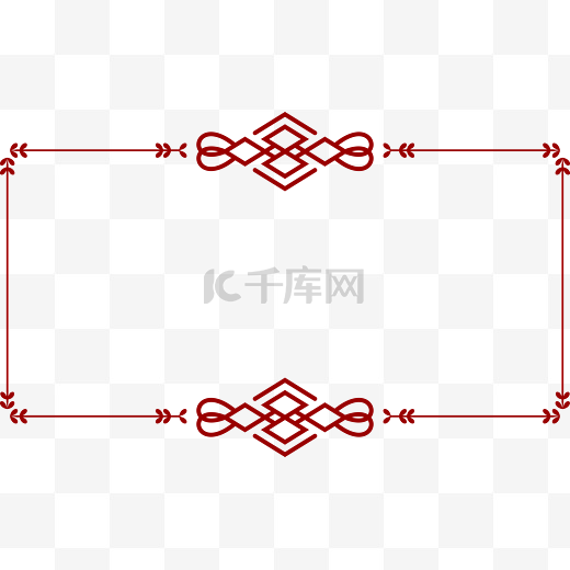 中国风窗花花纹长方形文字框矢量海报边框透明png图片
