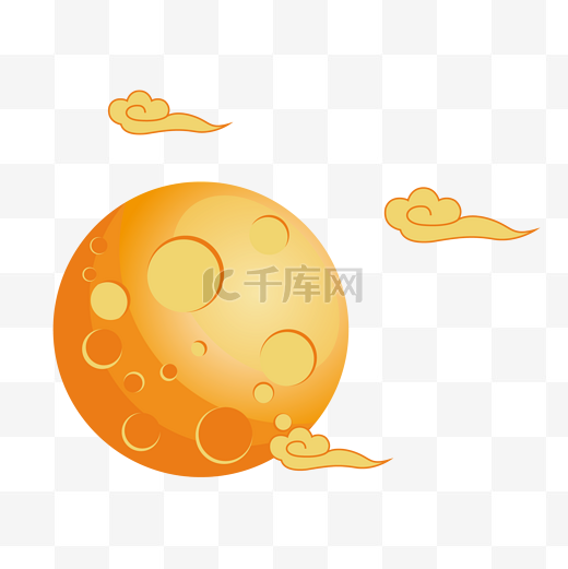  黄色月球和祥云图片