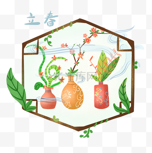 农历装饰盆栽春日节气农历植物PNG图片