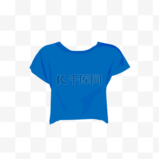 夏季女装蓝色卡通短款T恤啦啦队蓝色上衣png手绘图片