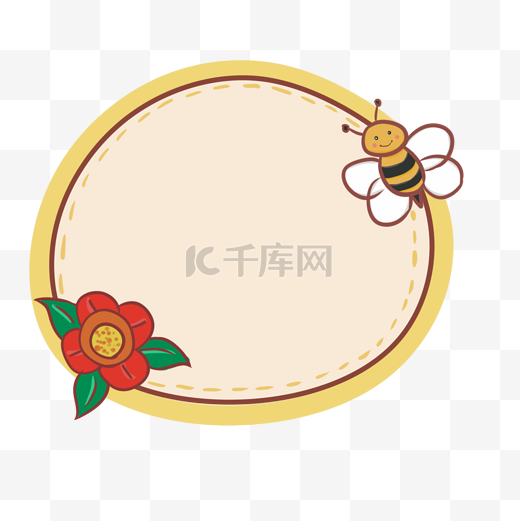 卡通花朵蜜蜂边框插画图片