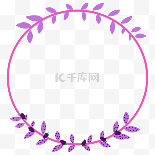 紫色叶子圆形边框图片