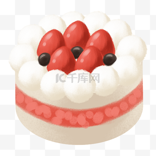 卡通手绘甜品甜点美食之奶油草莓蛋糕图片