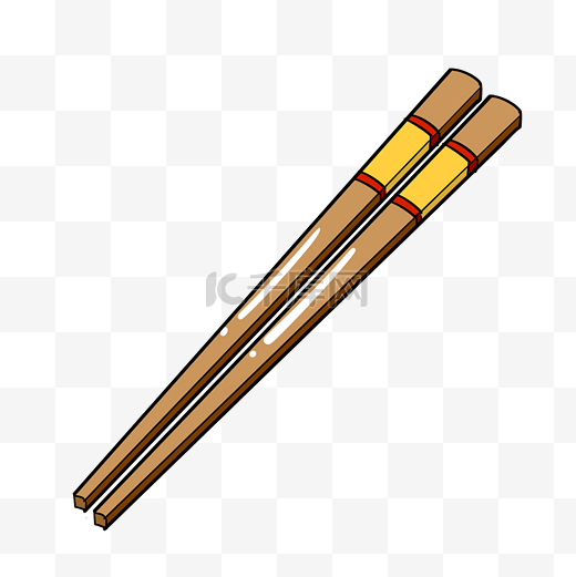 手绘木质筷子插画图片