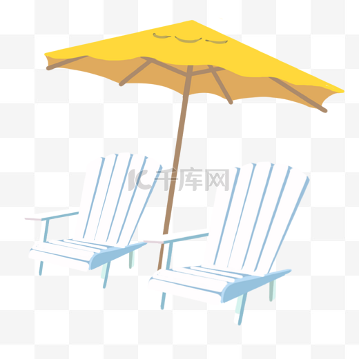 手绘沙滩的伞插画图片