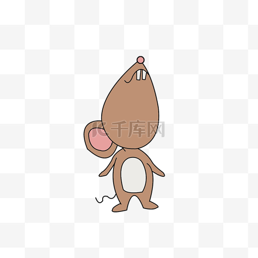 卡通棕色可爱小老鼠PNG图片
