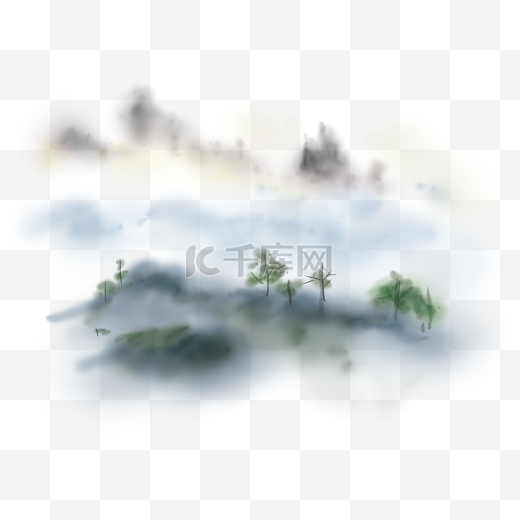 中国水墨手绘黄山风景图片