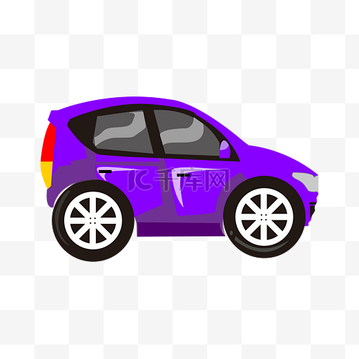 矢量手绘紫色汽车图片