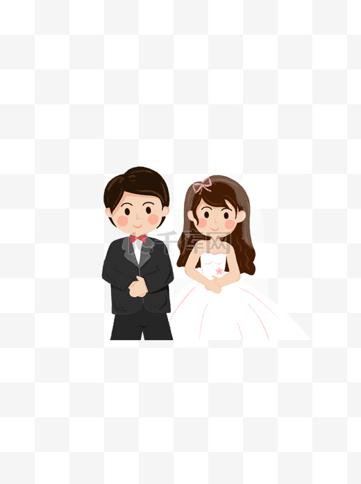 Q萌可爱卡通新郎新娘结婚人物设计图片