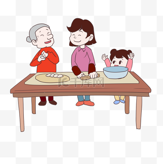 一家人欢天喜地包好吃的立冬饺子图片