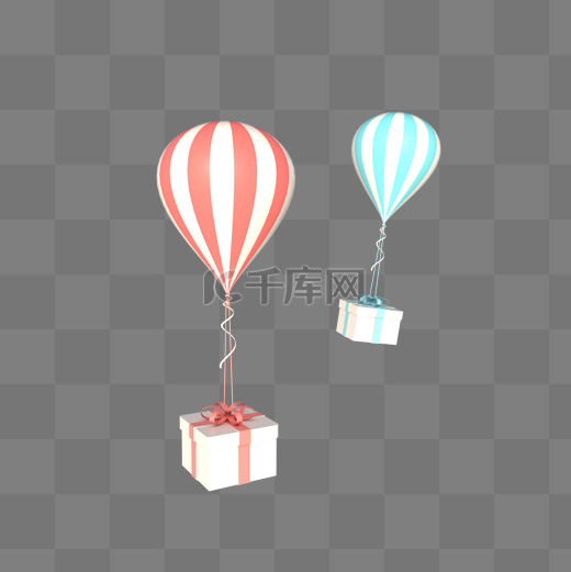 C4D立体情人节漂浮气球装饰素材图片
