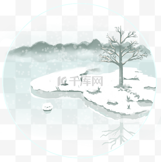 冰面树木雪地图片
