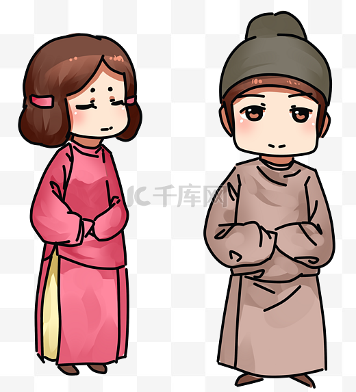 中国风复古风卡通情侣角色图片