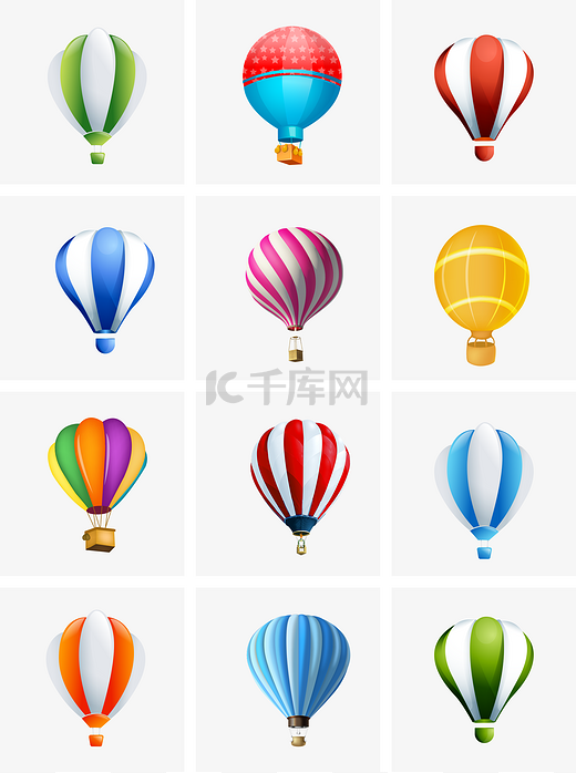 通用节日多彩真实风活动宣传热气球PNG免抠装饰图片