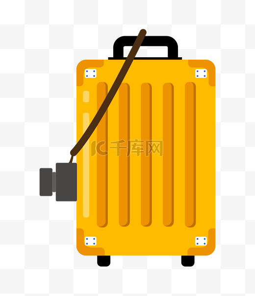 手绘黄色的行李箱插画图片