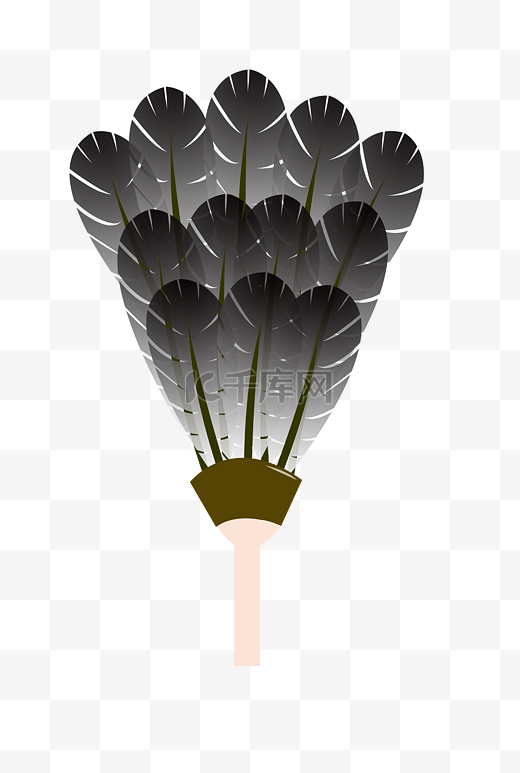 黑色羽毛扇PNG图案图片