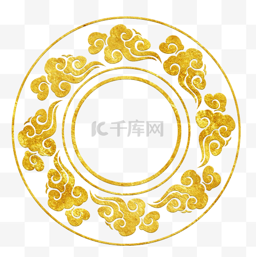 中国风传统烫金花纹祥云装饰图之八云团圆图片