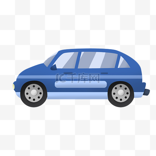 蓝色国产汽车插画图片