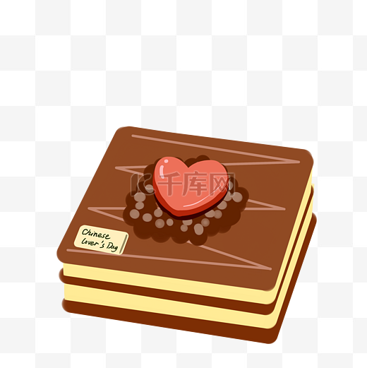 七夕情人节美食夹心巧克力蛋糕插画图片
