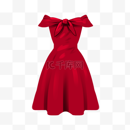 漂亮的红色抹胸长裙图片