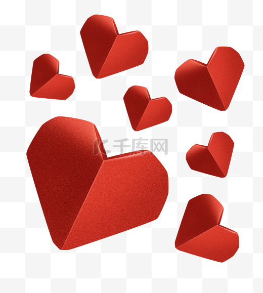 情人节爱心爱情心形告白表白红色折纸立体免扣图片