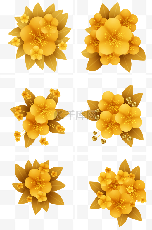 春节富贵金色梅花装饰图片