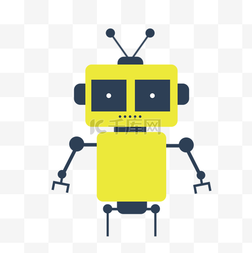 黄色的机器人手绘设计图片