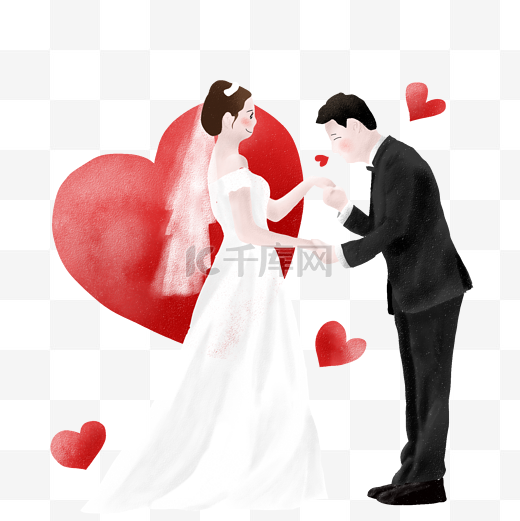 新郎新娘结婚插画图片