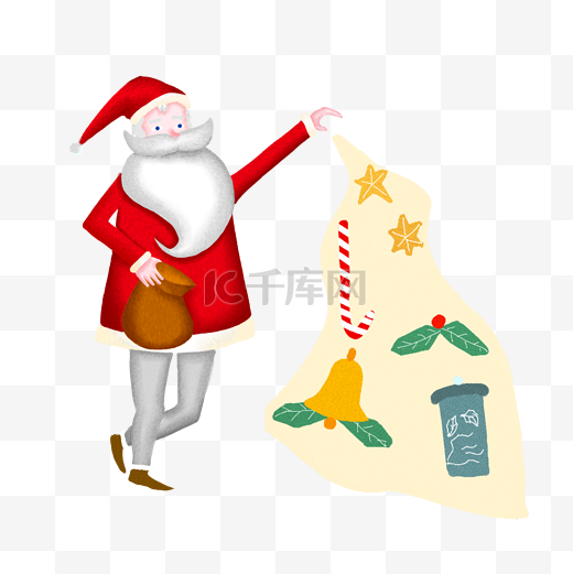 圣诞老人和铃铛插画图片