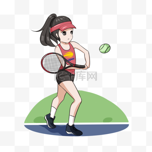 美国网球公开赛运动员打球卡通插画图片